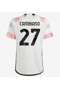 Juventus Andrea Cambiaso #27 Jalkapallovaatteet Vieraspaita 2023-24 Lyhythihainen